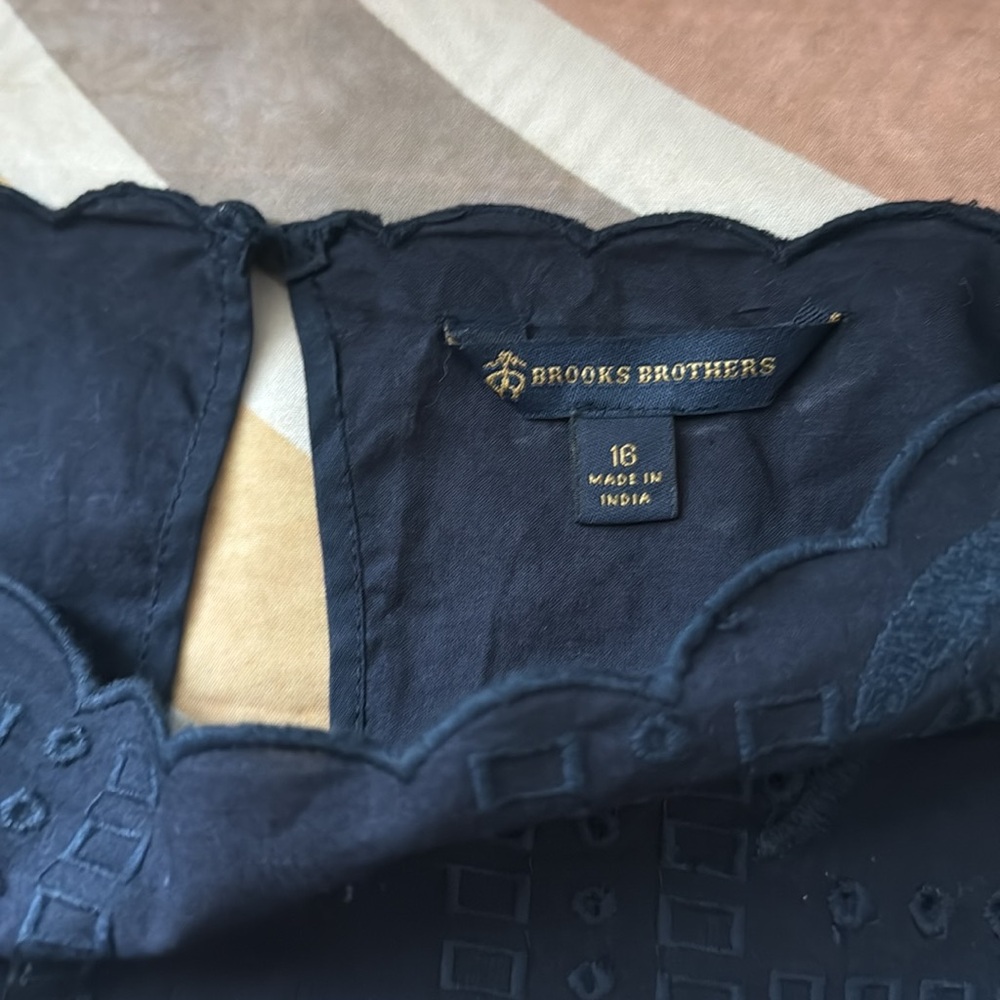 Brooks Brothers Navy Blue Embroidered Long Sleeve Top - Picture 5 of 14